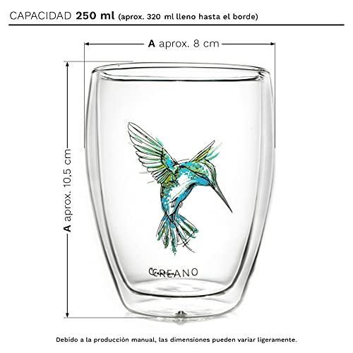 Vaso Térmico Hummi, Vaso de Té de Doble Pared, Vaso con Impresión Pajaro, Café con Leche, Taza Térmica Colibri | 250ml en Caja de Regalo, Azul - Imagen 3