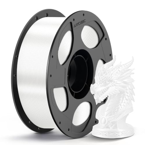 Image of ANYCUBIC Silk Filament, Clog-Free Shiny 3D Printing PLA Filament 1.75mm Dimensional Accuracy + /- 0.03mm, 1KG Spool (2.2 lbs), Silk White