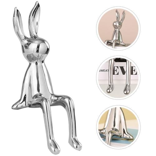Mini Figurine Décorative Lapin Argenté Idée Cadeau Maison et Salon