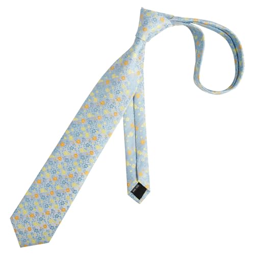 Image of Alizeal Mens 3.15inches Exquisite Floral Tie with Small Flower Printed Pocket Square