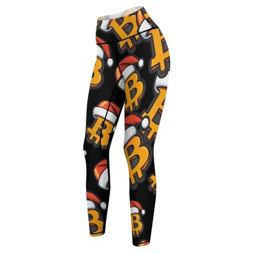 Bitcoin in Christmas Women's High Waisted Yoga Leggings Soft Tummy Control Pants for Running Gym Daily - Image 5