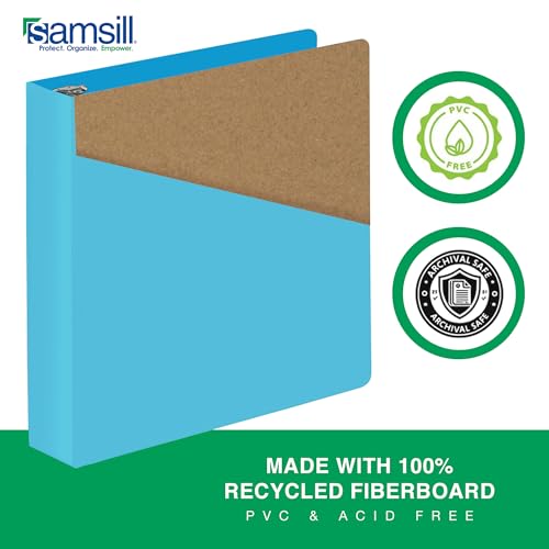 Image of Samsill Durable 2 Inch Binder, D Ring Binder, Customizable Clear View Cover, Sky Blue, Holds 475 Pages