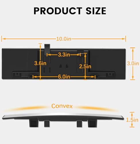 Image of Rear View Mirror, Chrome Anti-glare Panoramic Rear Mirrors Universal 10 Inch Convex Car Interior Clip on Extra Big Wide Angle Rearview Mirror Extender to Reduce Blind Spot for Car SUV