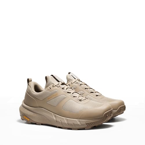 NORTIV 8 Men's Waterproof Hiking Shoes Lightweight Trekking Walking Fashion Sneakers with Arch Support for Camping Tennis Outdoor Training StreamRunner,Size 11,Sand,NMUMHI2505