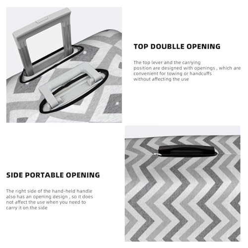 Gray Stripe print Trolley case protective cover, Fashion Suitcase Protector Fits, hidden zipper4