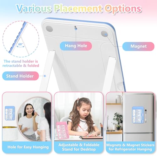 Image of Audab 2Pcs Dry Erase Chore Chart for Kids, Magnetic Checklist Board, My Chores Slider Chart to Do List Board, Routine Chart Schedule Board Task Tracker for Home Refrigerator, Wall, Desk (Blue & Pink)
