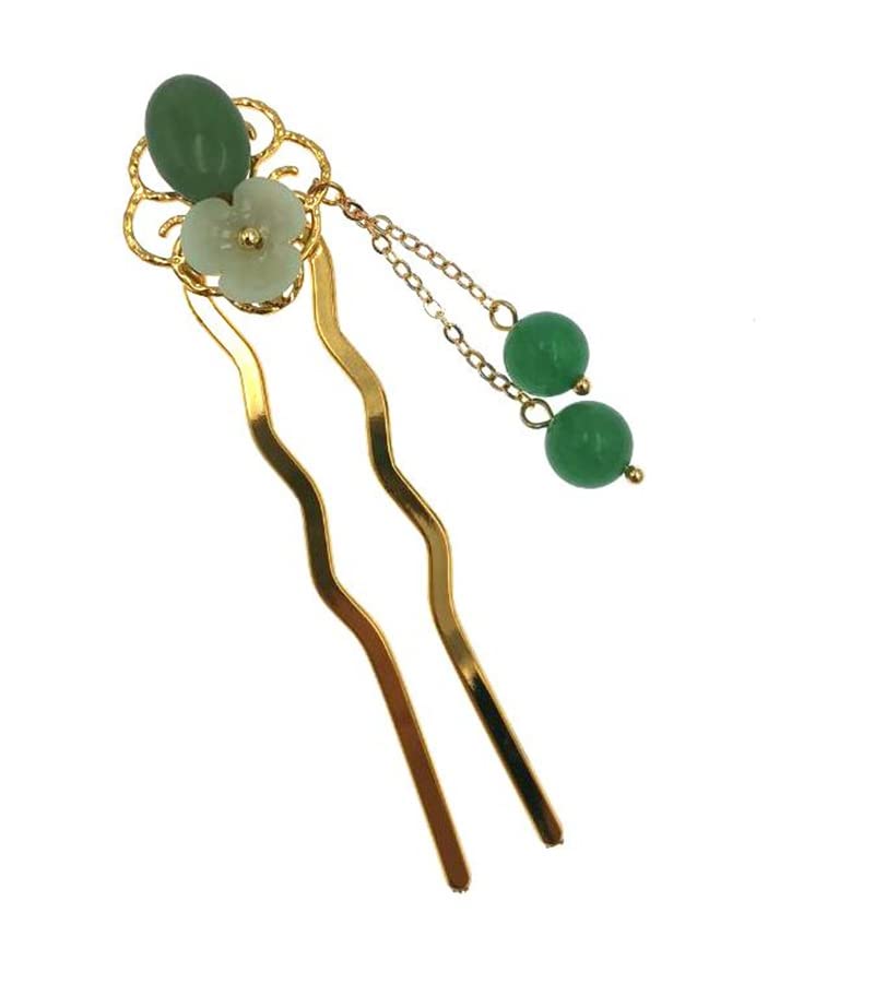 Jade Flower Hair Pins | Retro U Shape Hair Accessories
