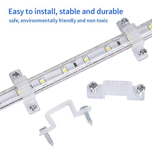 GUOTONG LED Rope Light Clips – 30 Pack Clear PVC Mounting Clips With Screws & Zip Ties For Indoor/Outdoor Use