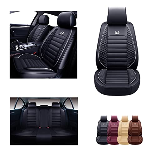 Oasis Auto Car Seat Covers Accessories Full Set Premium Nappa Leather Cushion Protector Universal Fit For Most Cars Suv Pick-Up Truck, Automotive Vehicle Auto Interior Décor (Os-012 Inky) #TOP17