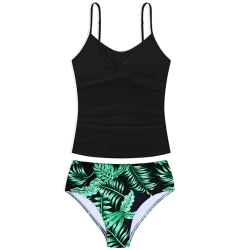 Image of Girls Swimsuits 2 Piece Bathing Suit Tropical Floral Swimwear 7-16 Years Beach Sport Halter Tankini