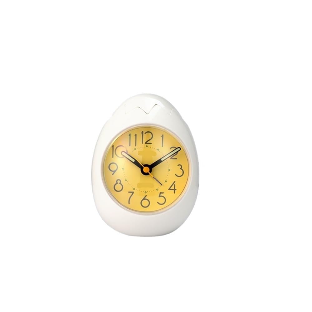 NIUHUAHUI Alarm Clock, Alarm clock creative mute bedside student cute alarm (White)