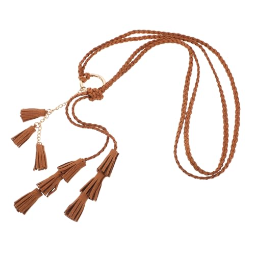 Vintage Woven Belt with Tassel Rope Accent Boho Ethnic Braided Waistband for Dresses and Pants Comfortable Texture and Intricate Weaving Stylish Summer Accessory