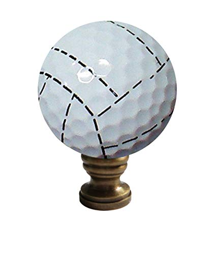 Image of Volleyball Lamp Finial, White with Black Stripes, 2.25 inchh