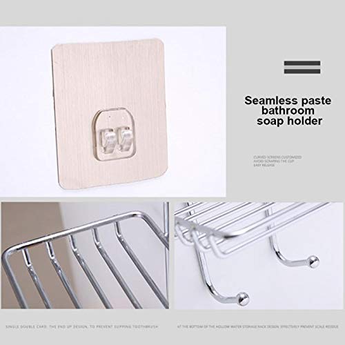 Image of dizgoy Wall Mounted Double Layer soap Dish Holder & Dispensers, Self-Adhesive Stainless Steel Waterproof Kitchen Bathroom Soaps Storage Rack with Hook for Home