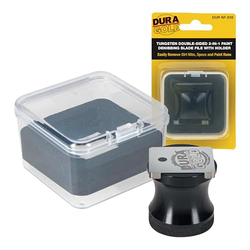 Dura-Gold Tungsten Denibbing Blade File Tool with Magnetic Holder - 2-in-1 Double-Sided Carbide Steel Paint Nib & Run Remover for Automotive Detailing Sanding - Remove Clearcoat Imperfections Dust