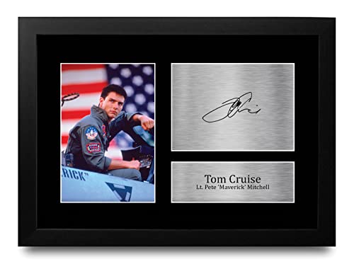 Autographe Tom Cruise Top Gun Maverick réplique abordable sous cadre photo A4 sans poussière