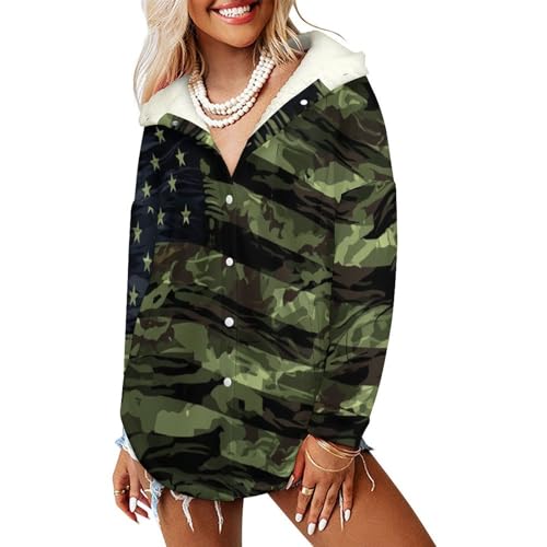 Veste polaire femme à capuche imprimé camouflage kaki taille S au 6XL