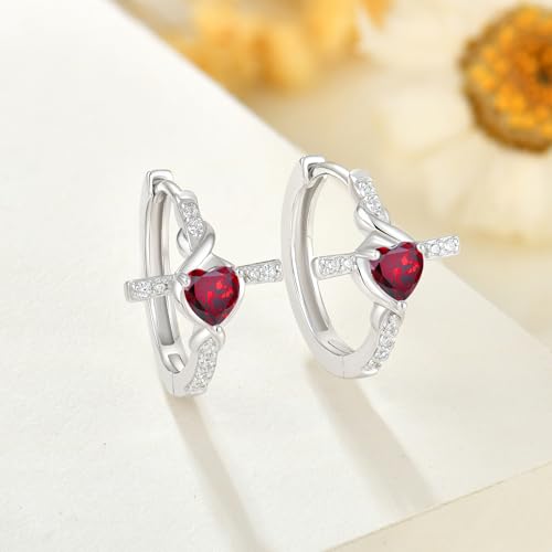 Infinity Cross Hoop Earrings 925 Sterling Silver Crucifix Christian Religious Huggie Earrings Birthstone Jewelry for Women4