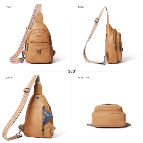 Image of LATMAP 7L Sling Bag for Women Men Crossbody Belt Bag Small Travel Sling Backpack Anti Theft Chest Daypack Purse Faux Leather