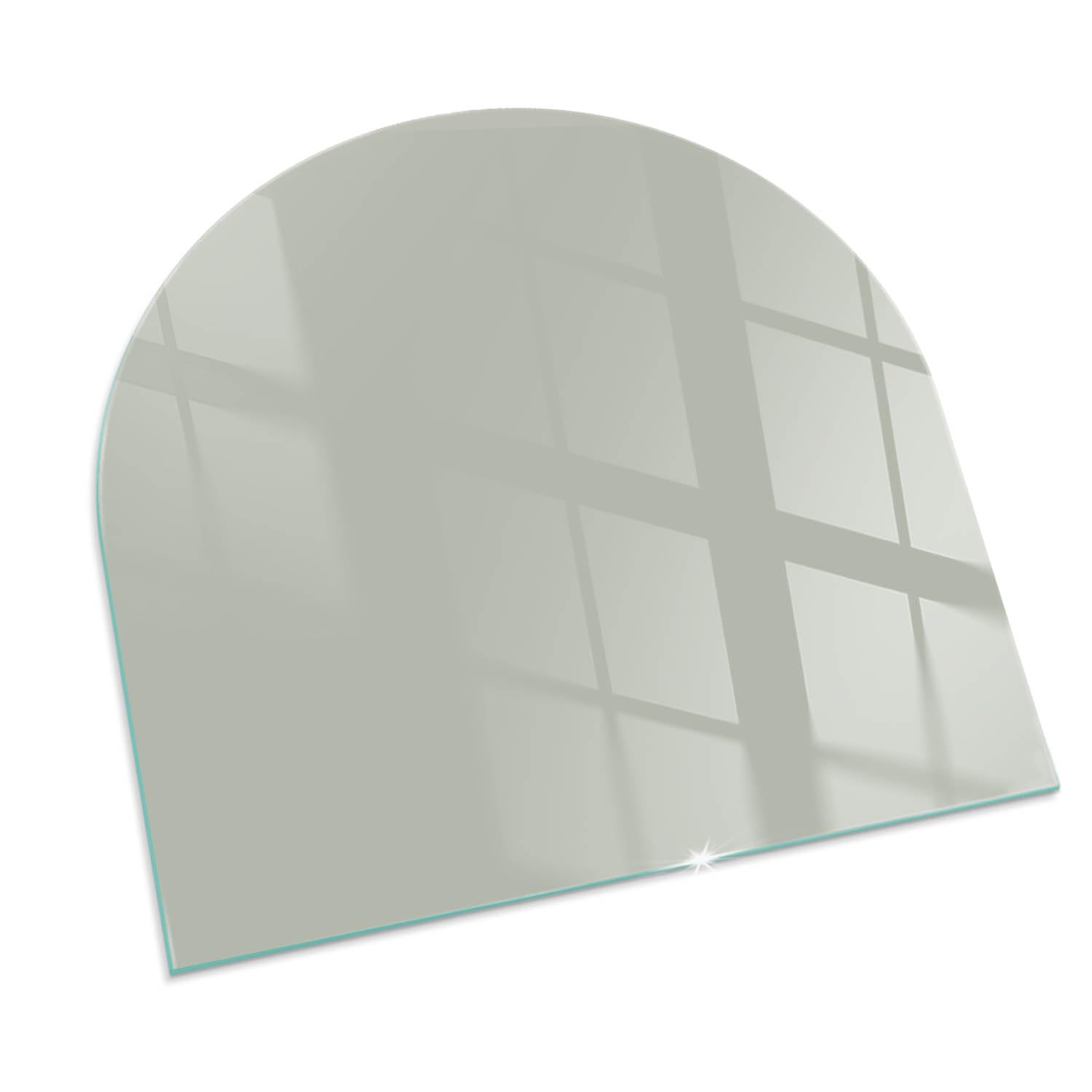Piastra del Camino per il Soggiorno 100x100 cm di Vetro Temperato Protezione del Pavimento Resistente a Scintille Design Elegante Arco Resistente alle Alte Temperature - Colore Grigio-verde