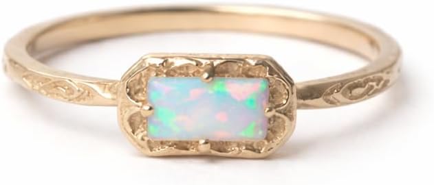 Opal Solitaire Bridal Wedding Ring, ctober Birthstone Stackable Band Ring, Engagement Unique Design Band Prong Setting Women Promise Jewelry Proposal Gift For love