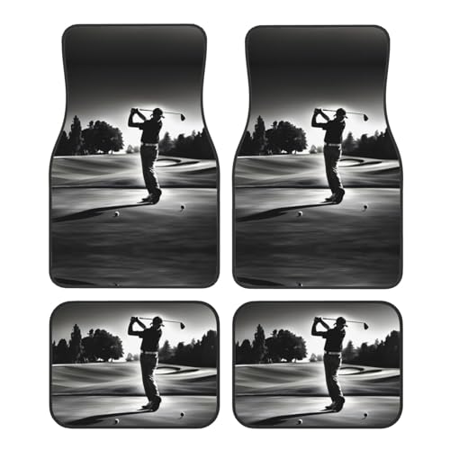 Tapis de voiture universels golf noir et blanc : ensemble complet de 4 pièces pour auto
