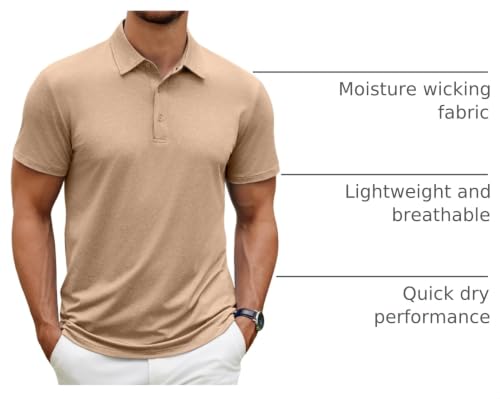 Image of COOFANDY Men's Polo Shirt Golf Quick Dry Performance Short Sleeve Moisture Wicking Athletic Polo Collared Tennis T-Shirt