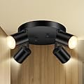 BoostArea LED 4 Light Track Lighting Kit, LED Track Lighting Fixtures, Black Round Ceiling Spot Lighting, Flexibly Rotatable Light Head for Kitchen, Living Room, Bedroom, GU10 Bulb Not Included