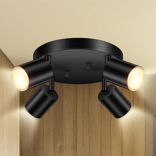 BoostArea LED 4 Light Track Kit, Black Ceiling Fixture