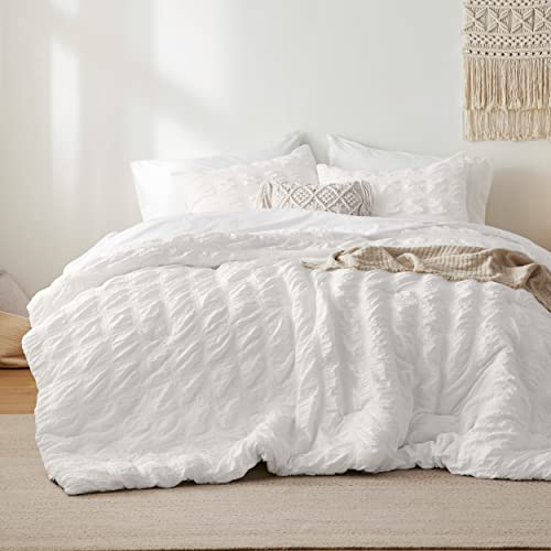 Bedsure Bed In A Bag Full - Full Size Comforter Set 7 Pieces Stripes Seersucker Bedding Set, Soft Lightweight Down Alternative Comforter, Full Bed Set (Cream, Full 86 X 82 Inch) #TOP1
