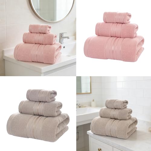 Juego de toallas de baño y mano absorbentes con tejido de secado rápido para el hogar 3