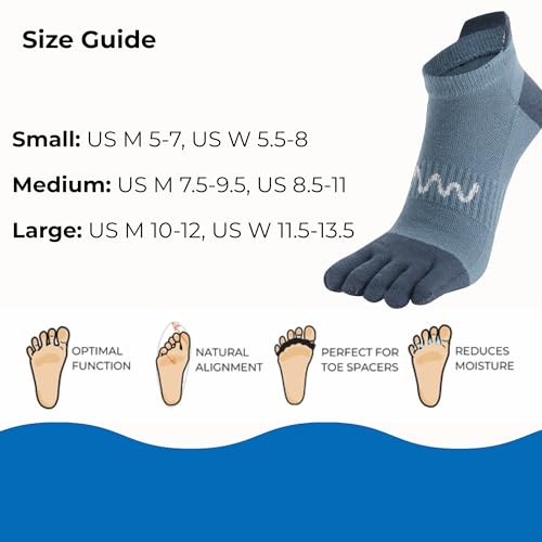Toe Socks Unisex | Low Ankle Cut 5 Finger Cotton Mesh Wicking Athletic Style | 1 Pack2