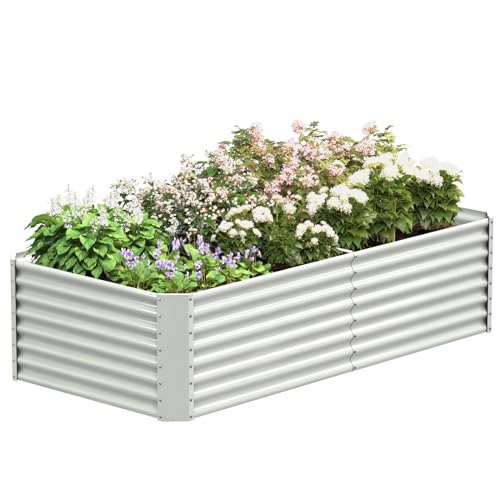 FRIZIONE 6FT(L)×3FT(W)×2FT(H) Raised Garden Bed Outdoor for Flower, Garden Planter Box for Vegetable, Raised Garden Beds for Herb, Succulent, White