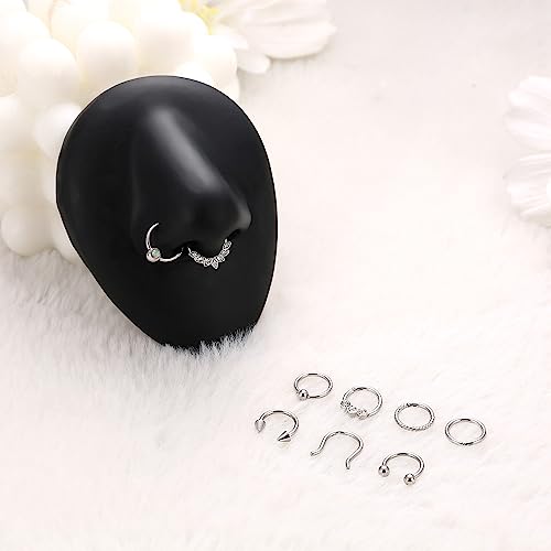 Ubgicig 9Pcs Septum Jewelry 16G Septum Rings Daith Earrings Hoop Nose Rings Horseshoe Stainless Steel Septum Rings For Women Helix Tragus Lip Cartilage Earrings Silver Gold Black Rose Gold 8Mm 10Mm #TOP2