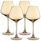 PTSTING Amber Wine Glasses Set of 4 - 15.5oz Burgundy Glasses for Red Wine, Tasting, Wedding Gift, Anniversary, Christmas, Birthday - Large