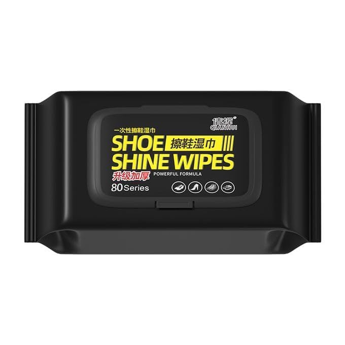 Shoe Wipes Shine & Cleaning, 80 Count Portable Cleaning Wipes for Sneakers and Leather Shoes, Powerful Stain and Dirt Removal Formula