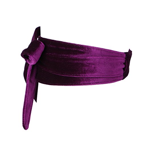 Shengweiao Women's Soft Velvet Wrap Around Self Tie Waist Belt (Purple)4
