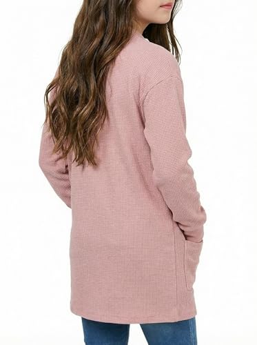 Image of Girls Open Front Cardigan Long Sleeve Casual Fall Winter Loose Knit Sweaters Coat with Pockets