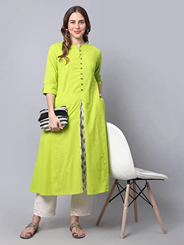 Image of Pistaa's Women's Cotton Regular Fit Casual Kurta