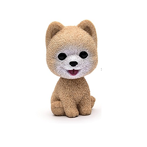 Comidox Handmade Childhood Memory Bobblehead Dogs Car Dash Puppy For Car Vehicle Decoration Rocking Head Dog Made By Superior Natural Resin Pomeranian 1Pc #TOP4