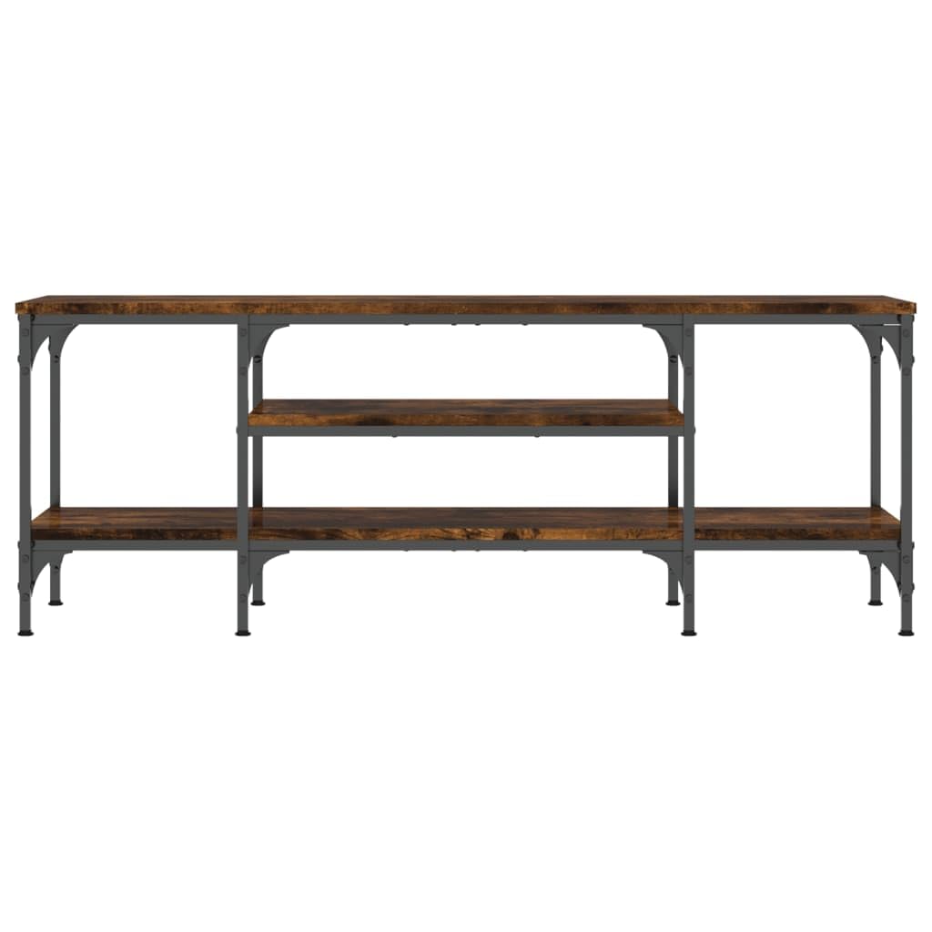 Mueble de TV de madera y hierro con espacio de almacenamiento, estilo industrial bajo, 121 x 35 x 45 cm, madera y hierro, estantería abierta con espacio de almacenamiento, aparador moderno