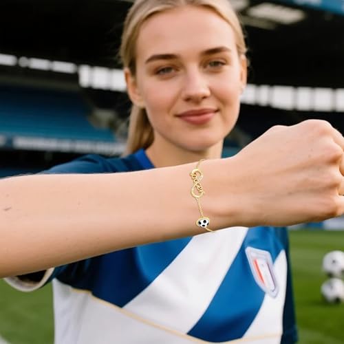 Image of Softball /Volleyball /Soccer /Basketball Bracelet for Girls Teen Women,14K Gold Plated Infinity Charm Link Bracelet Sports Accessories Jewelry Gifts for Lovers Players Team Coach