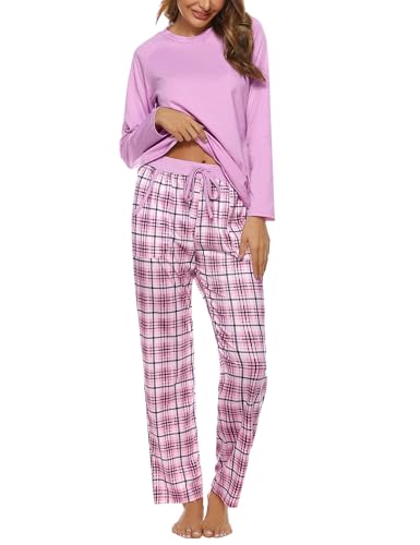Marvmys Women's Plaid Pajamas Sets Matching Pajamas for Couples Long Sleeve Pjs Soft Lounge Sets with Pockets S-3XL