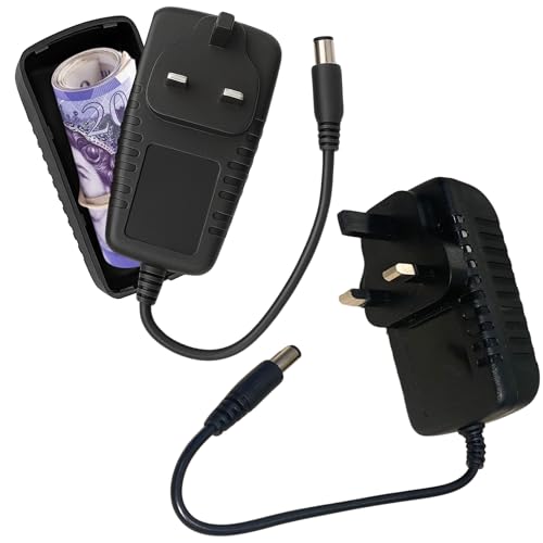 Secret Stash UK Plug Immitation Charger Hidden Compartment Box Diversion Safe - Storage Device for Festivals Events Parties & Home Security - Conceal Valuables Cash Jewelry (Dont Plug in Socket)