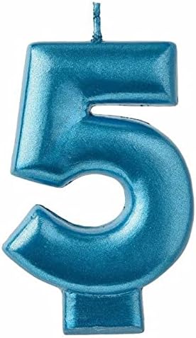 Vela azul metalizado "5" 1ct
