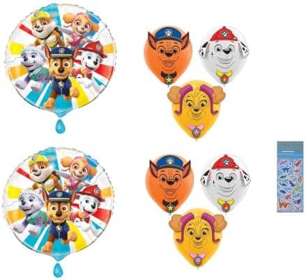 Paw Patrol Birthday Party Supplies Decoration Bundle Pack includes 2 Mylar Balloons 18" and 6 Printed Latex Balloons 12" with Decorative Add-Ons image 3