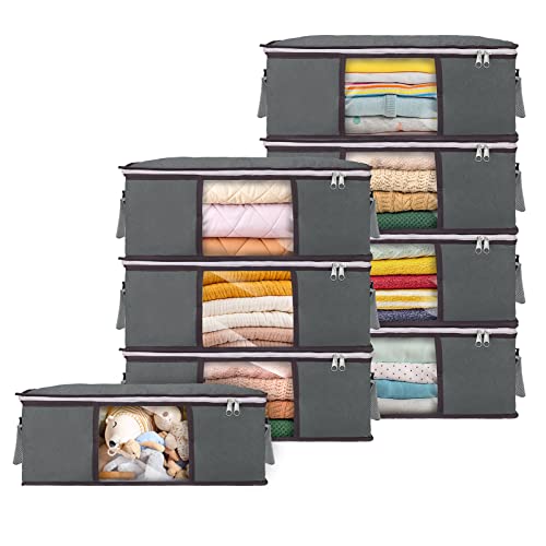 Image of Wise Oannes 35L Clothes Storage Bags, Organization and Storage Bins, College Essentials Storage Containers with Clear Window Double Zippers, Closet Organizers for Blankets Clothing Sweaters, Grey