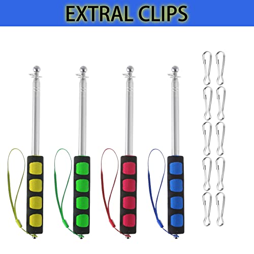 4Pcs 5.2Ft Tour Guide Flag Pole Telescoping Handheld Flagpoles Stainless Steel Extendable Portable Flag Pole With Clips For Tour Guide Teaching Point Horse Training Totem Pole Festival Parade #TOP3