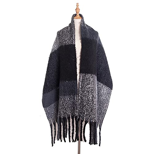 Modischer Schal Wickelschals Poncho Schal, Damen Winterschal Schal Damen Farbe Karierte Quaste Wrap Dicker Schal (Farbe: A, Größe: Einheitsgröße) (Farbe: E, Größe: Einheitsgröße)