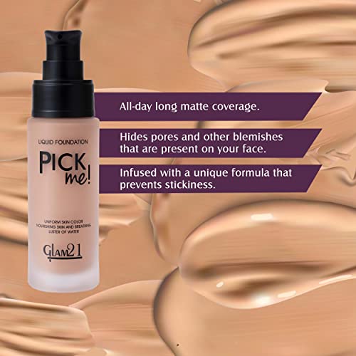 Image of Glam21, Pick Me! Matte Foundation for Non-sticky Instant Spotless Glow with Long Day Matte Coverage | Increase Skin Breathability | F6514, Shade-03